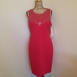 NWT Calvin Klein Red Dress • Handsewn Beading